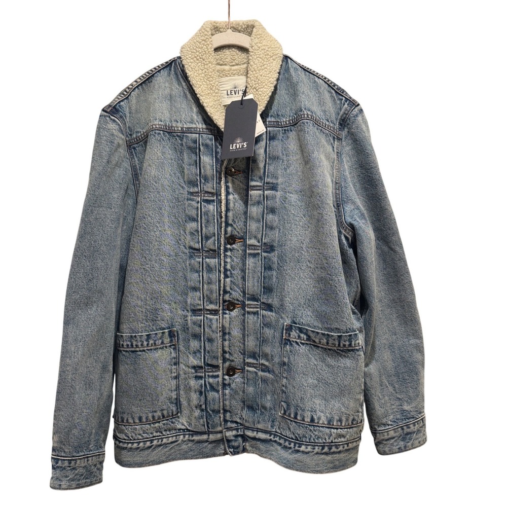 NEW $298 Levi's Made & Crafted Sherpa Lined Denim Jacket Mens L Light Wash 34463